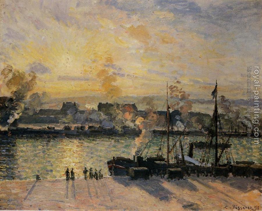 Camille Pissarro : Sunset, the Port of Rouen